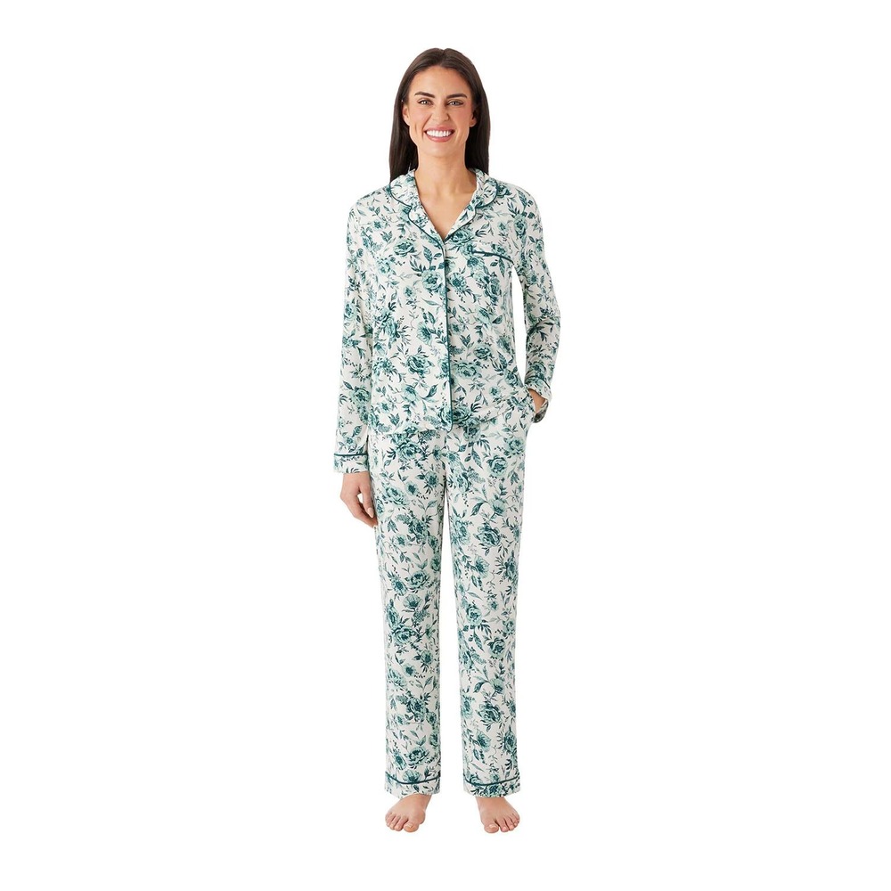 Member's Mark DreamMark Womens 2 Pc Notch Collar Pajama Set XL Floral Multi